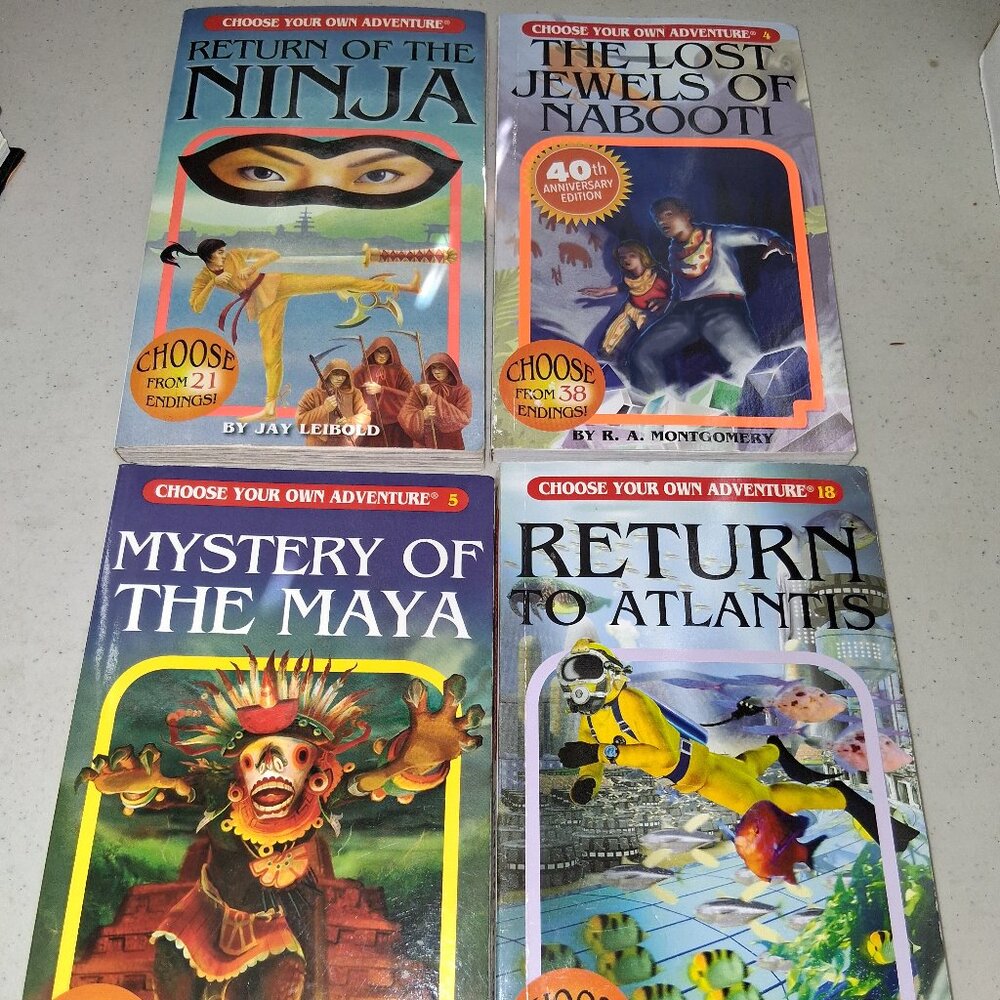 Choose Your Own Adventure 4 Book lot Ninja Jewels Maya Atlantis CYOA 4 5 18 92